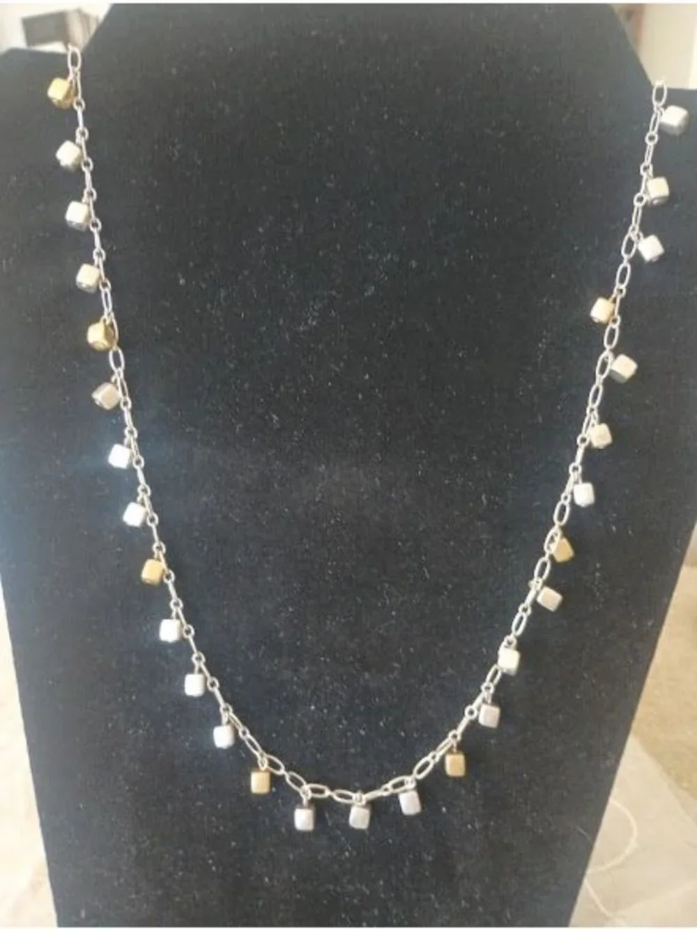 2 Coldwater Creek Silver & Goldtone Necklaces With Gold Colored Beads & Tassle - Picture 11 of 13